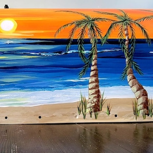 Hand Painted Decorative Mailbox, Coastal Gulf Palms Hand Painted Mailbox