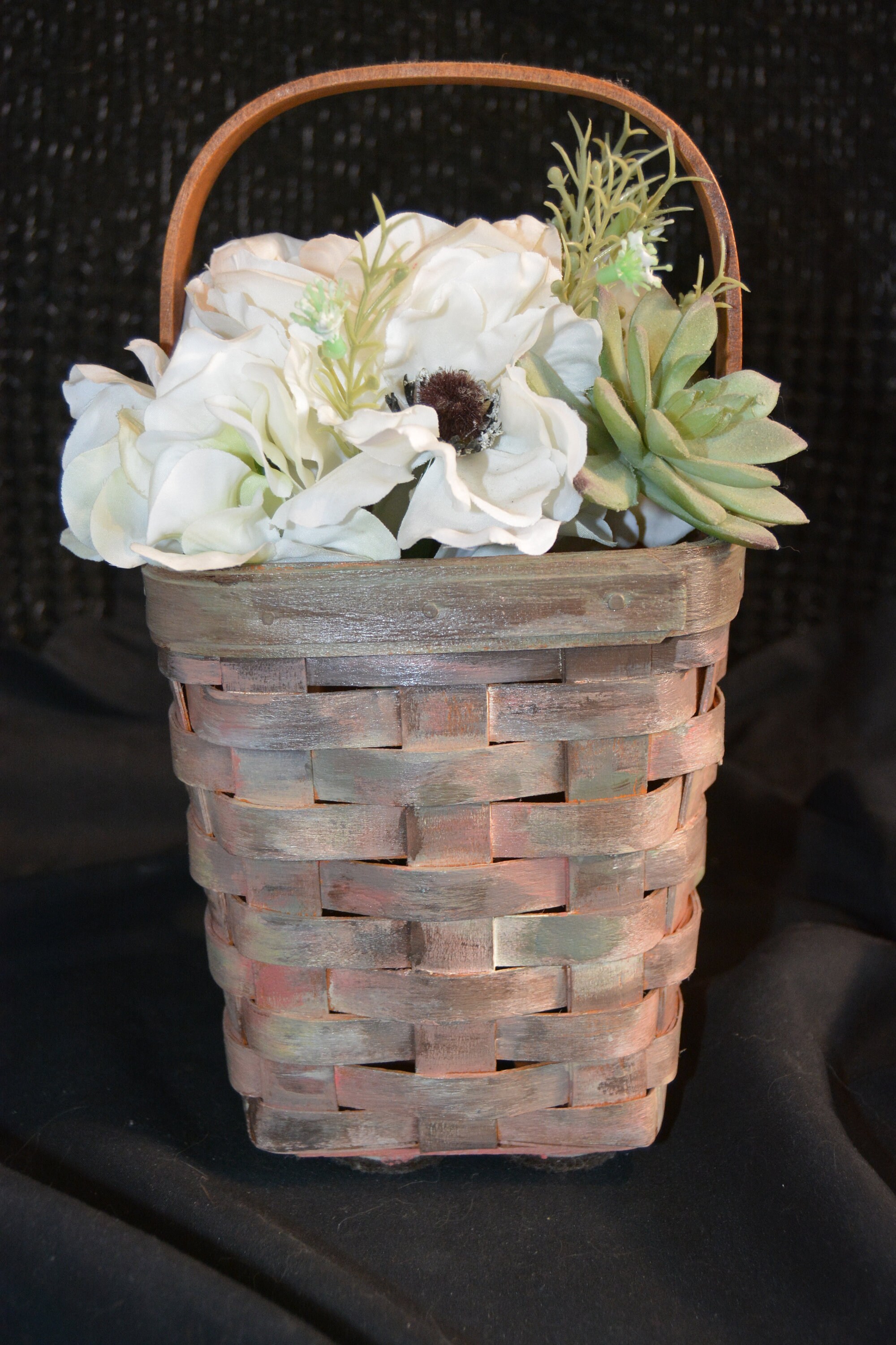 Longaberger Basket Hand Painted Repurposed 1995 Vintage Etsy