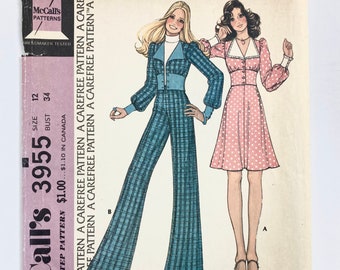 1970s Palazzo Pants /& Matching Cropped Top Vest VINTAGE Size 2 Retro Bohemian