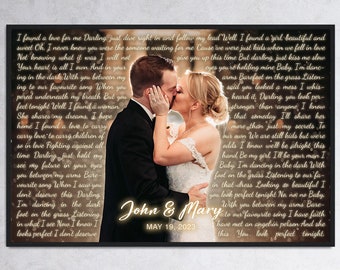 Wedding Song Lyrics with Photo Personalized First Dance Favorite Song Canvas Print 1st Anniversary Custom Sign Framed Mother's Day Gift