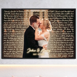 Wedding Song Lyrics with Photo Personalized First Dance Favorite Song Canvas Print 1st Anniversary Custom Sign Framed Mother&#39;s Day Gift