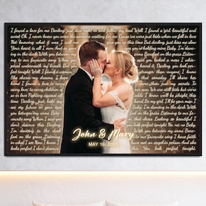 Wedding Song Lyrics with Photo Personalized First Dance Favorite Song Canvas Print 1st Anniversary Custom Sign Framed Mother&#39;s Day Gift