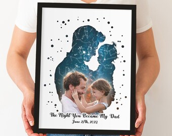 The Day You Became My Dad Star Map with PHOTO, Personalized Gift, Night Sky Star Map, Under the Stars Print, Celestial Gift, Dad Birthday