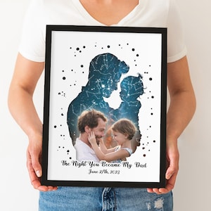 Der Tag, an dem du mein Vater wurdest, Sternenkarte mit FOTO, personalisiertes Geschenk, Sternenkarte des Nachthimmels, unter dem Sternendruck, himmlisches Geschenk, Vater Geburtstag