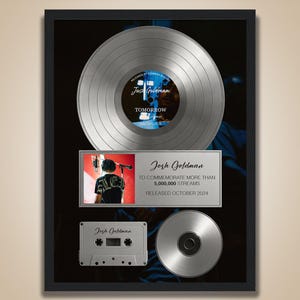 Music Award Plaque, Vinyl Award, Custom Plaque, Vinyl Record Plaque, Framed Poster Award, Personalized Vinyl, Music Gift, Music Plaque