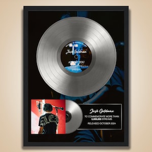 Music Award Plaque, Vinyl Award, Custom Plaque, Vinyl Record Plaque, Framed Poster Award, Personalized Vinyl, Music Gift, Music Plaque