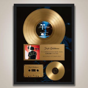 Personalized Music Award Plaque, Custom Plaque, Music Award, Frame Award, Best Artist Award, Vinyl Record Plaque, Framed Award Print