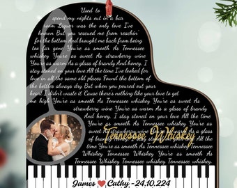 Custom Song Photo Ornament, Piano Ornament, Custom Together ornament, Smart Ornament, Couple Song Ornament, Scannable Music Code Ornament,