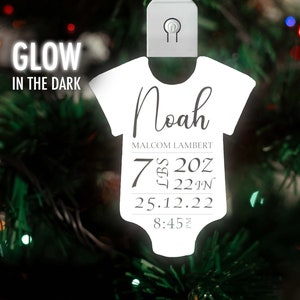 Personalized Baby Ornament - Babys First Christmas Ornament, Christmas 2022 Ornament, Light Up Laser Etched Ornament LED Light Up Decoration