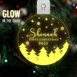 Personalized Baby Ornament - Babys First Christmas Ornament, Christmas 2022 Ornament, Light Up Laser Etched Ornament LED Light Up Decoration