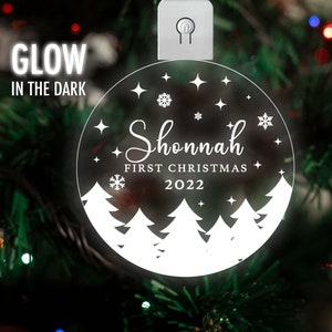 Personalized Baby Ornament - Babys First Christmas Ornament, Christmas 2022 Ornament, Light Up Laser Etched Ornament LED Light Up Decoration