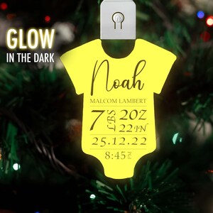 Personalized Baby Ornament - Babys First Christmas Ornament, Christmas 2022 Ornament, Light Up Laser Etched Ornament LED Light Up Decoration