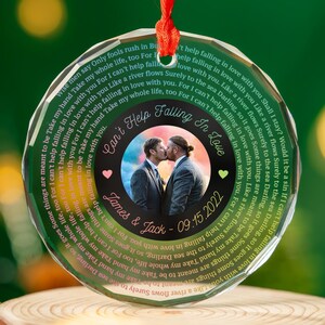 Custom Song Photo LGBT Ornament, Smart Ornament, Gay Lesbian Bi Couple Song Ornament. The Ornament plays our song, Enjoy the moment