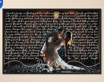 Wedding Song Lyrics with Photo Personalized First Dance Favorite Song Canvas Print 1st Anniversary Custom Sign Framed Mother&#39;s Day Gift