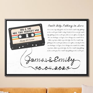 Vinyl Record Song Lyrics Gift for Him - Personalized Music Song Lyrics Cassette Tape - Rainbow Art - LGBT Canvas Wall Art - Anniversary Gift