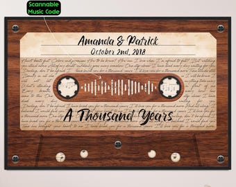 Personalized Music Plaque, Custom Song Gift, Birthday Gift for He, Scannable Song Code, 5th Wood Anniversary for Music Loving Husband, Wife
