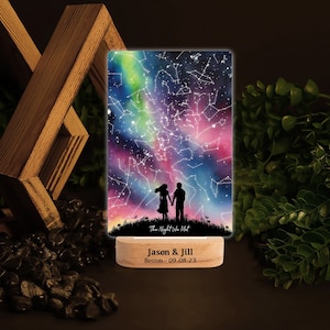 Nachtlicht Sternkarte & Text personalisiert, Valentinstag / Jahrestagsgeschenk für sie, ihn, 1.