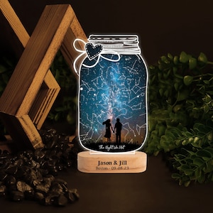 Night Light Star Map & Lyrics Gepersonaliseerd, Valentijn / Verjaardag Cadeau voor haar, hem, 1e 2e 3e jaar verjaardag, Custom Night Lamp