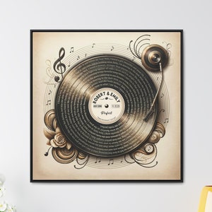 Square Poster & Canvas Personalized Wedding Gift, Vinyl Record Song Lyrics for Him, Gift For Father, Wedding Gift Ideas, Custom Wedding Gift