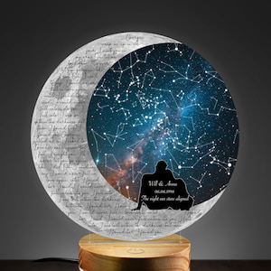 Star Map on Night Light - Personalized Constellation Map - Custom Song Lyrics - Stars on Wedding - Stars Chart Anniversary Gift - Celestial