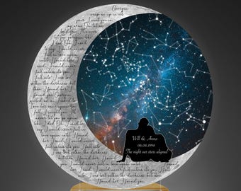 Star Map on Night Light - Personalized Constellation Map - Custom Song Lyrics - Stars on Wedding - Stars Chart Anniversary Gift - Celestial