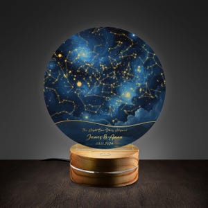 Veilleuse nuit étoilée personnalisée, cadeau Saint-Valentin/anniversaire pour elle, lui, 1er 2e 3e anniversaire de mariage, veilleuse personnalisée