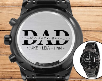 Engraved Watch For Dad We Love You, Personalized Father's Day Gift For Dad Engraved Stainless Steel Watch, Christmas Gift For Stepdad