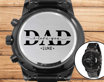 Engraved Watch For Dad I Love You, Personalized Father's Day Gift For Dad Engraved Stainless Steel Watch, Christmas Gift For Stepdad