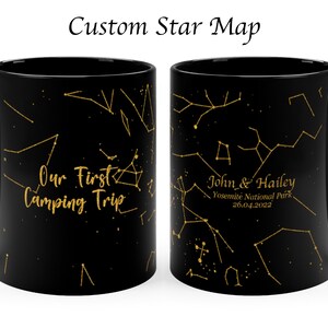 Carte des étoiles personnalisée par date sur la tasse, cadeau d'anniversaire significatif pour lui, ciel nocturne personnalisable, notre premier voyage de camping ensemble