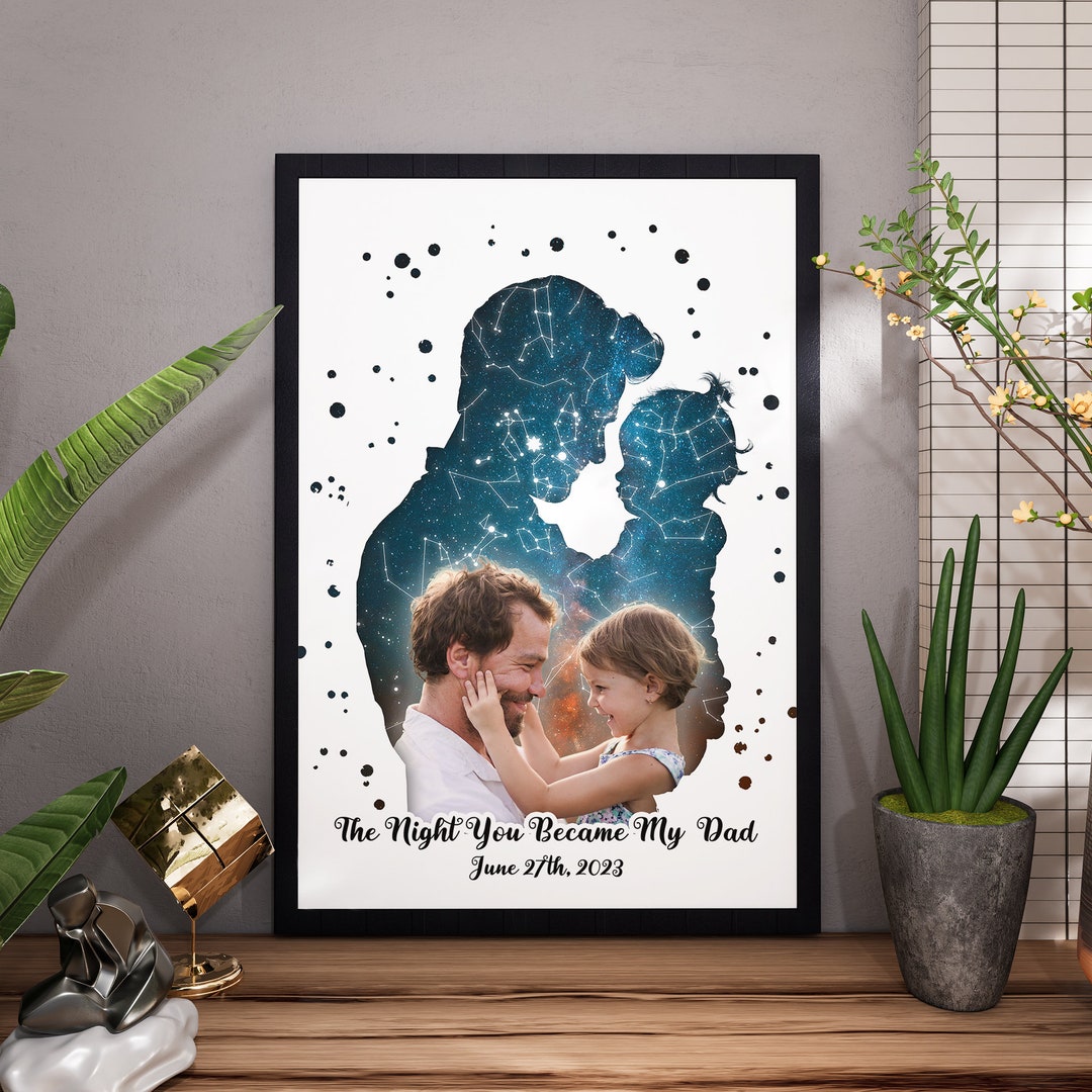 The Day You Became My Dad Star Map With PHOTO, Personalized Gift, Night Sky Star Map, Under the