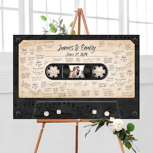 Wedding Guest Book Alternative Sign Bride and Groom Photo Wedding Decor Wedding Decorations Custom Wood Framed Illustration Guestbook Ideas