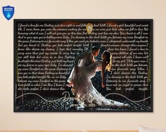 Wedding Song Lyrics with Photo Personalized First Dance Favorite Song Canvas Print 1st Anniversary Custom Sign Framed Mother's Day Gift