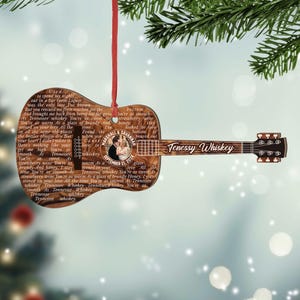 Custom Song Photo Ornament, Guitar Ornament, Custom Music Ornament, Music Ornament, Couple Song Ornament, Scannable Music Code Ornament