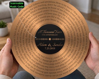 Custom Bronze Color Metal Record Plaque – A Meaningful 8th & 19th Anniversary Gift, Lyrics Plaque With Scannable Music Code for Music Lover