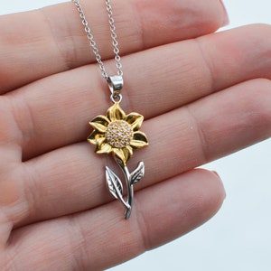 55th Birthday Sunflower Necklace Gift For Her - 55th Birthday Jewelry - Gift For Mother, Mother In Law, Step Mother, Bestie, Nanny, Aunt