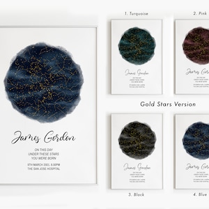 Personalisierte Sternenkarte Poster, Nachthimmel Druck digital, personalisiertes Baby Shower Geschenk, born under this sky, A Star Was Born