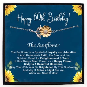 60th Birthday Gift Sunflower Bracelet Spiritual Gift For Her Women Daughter Granddaughter Niece Bestie - Sterling Silver Jewelry For Women