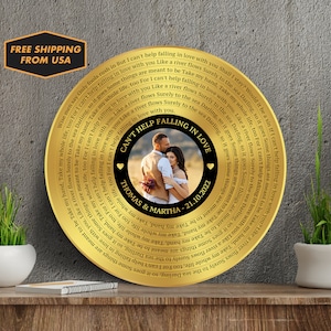 3D Wood Sign, Round Wood Sign, Vinyl Record Song Lyrics Gift for Him, Birthday Present - 2nd 4th 12th Anniversary Gift for Her, Best Friend