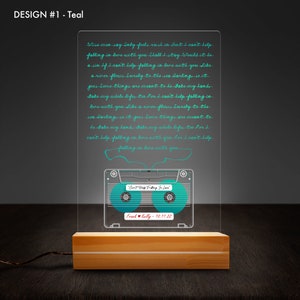 Cassette Tape Night Light, cadeau d'anniversaire de mariage unique, paroles de chansons personnalisées, disque vinyle paroles personnalisées cadeau rétro pour lui/elle/musicien