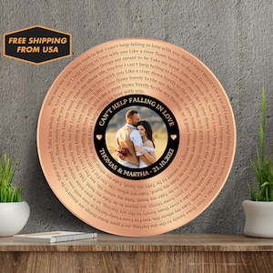 3D Wood Sign, Round Wood Sign, Vinyl Record Song Lyrics Gift for Him, Birthday Present - 2nd 4th 12th Anniversary Gift for Her, Best Friend