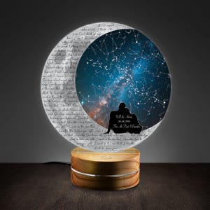 Nachtlicht Sterne Karte & Texte Personalisiert, Valentinstag / Jahrestag Geschenk für Sie, Ihn, 1.2.3.Jahre Jahrestag, benutzerdefinierte Nachtlampe
