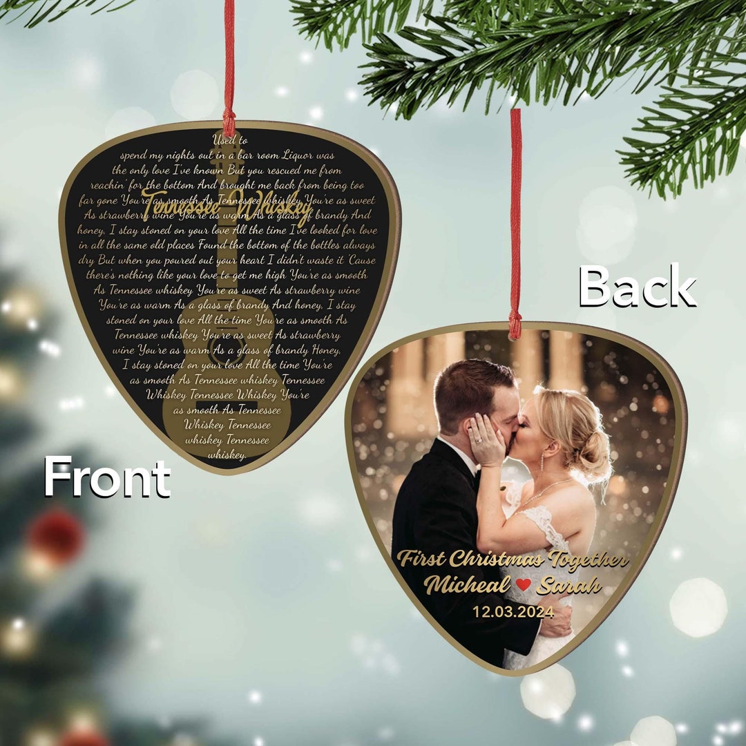 Custom Song Photo Ornament, Guitar Pick Ornament, Custom Music Ornament, Music Ornament, Couple ...