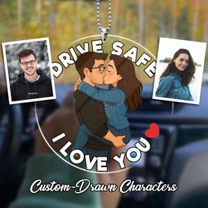 Valentine Gift for Him - Photo Car Mirror Tag, Photo Ornament, Photo Drive Safe | Rear View Mirror Ornament, Birthday Gift, Car Decoration