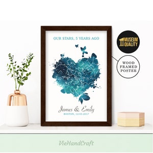 Mapa de estrellas del cielo nocturno personalizado, Regalo de aniversario para marido, Regalo de Navidad, Regalo de San Valentín para él, Regalo de boda, Regalo de compromiso para pareja