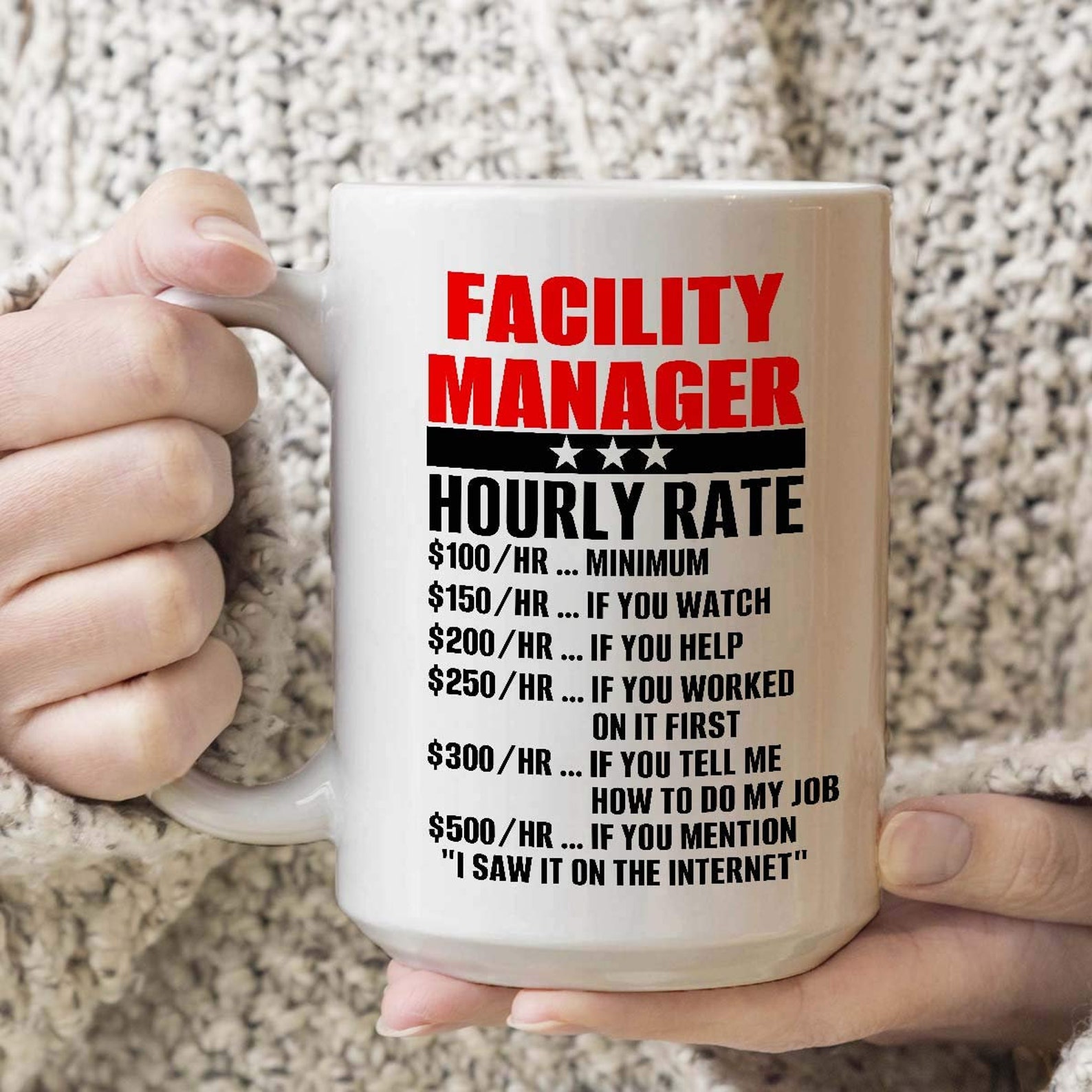 Facility Manager Mug Facility Manager Hourly Rate Funny Etsy