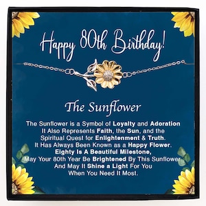 80th Birthday Gift Sunflower Bracelet Spiritual Gift For Her Women Daughter Granddaughter Niece Bestie - Sterling Silver Jewelry For Women