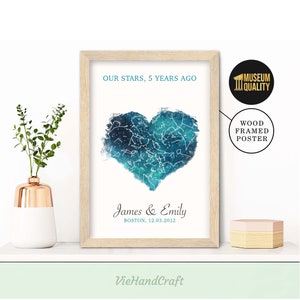 Mapa de estrellas del cielo nocturno personalizado, Regalo de aniversario para marido, Regalo de Navidad, Regalo de San Valentín para él, Regalo de boda, Regalo de compromiso para pareja