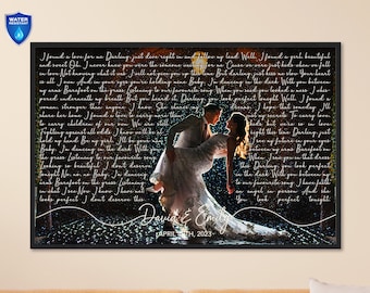 Personalized Wedding 1st Anniversary Gift for Husband Him Song Lyrics from Photo First Dance Favorite Song Canvas Print Custom Sign Framed