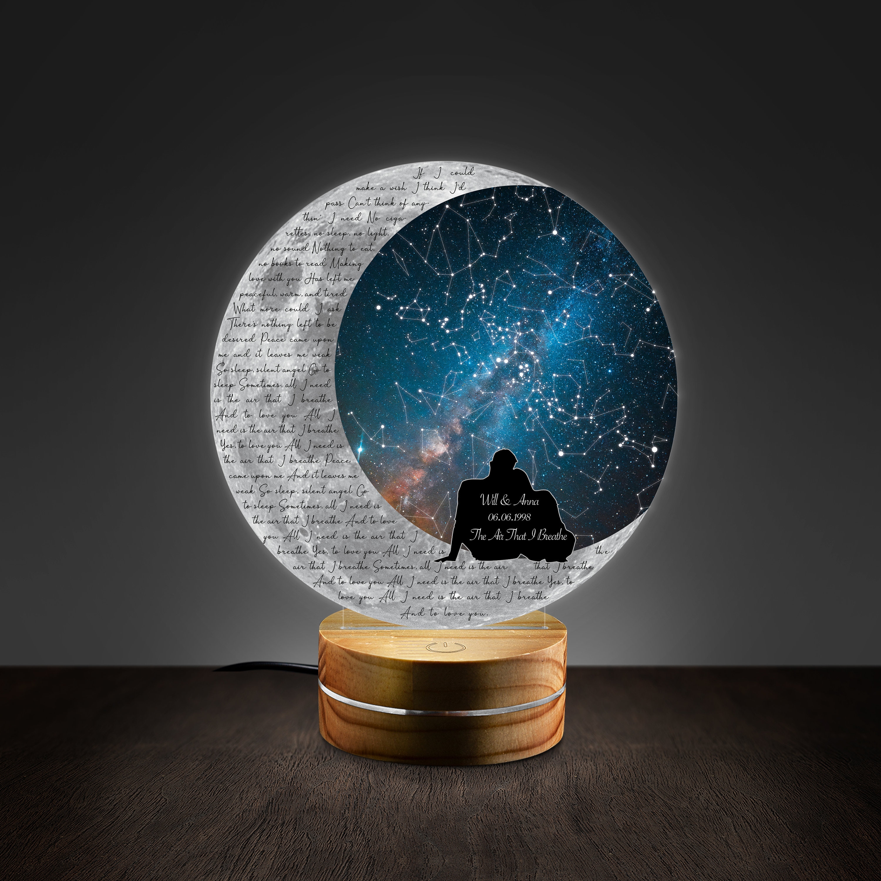 Night Light Star Map Lyrics Personalized Valentine Etsy UK
