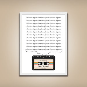 Personalized Mixtape, Cassette Tape Lyrics, Unique Retro Gift, Framed Poster Award, Personalized Vinyl, Music Gift, Music Plaque custom